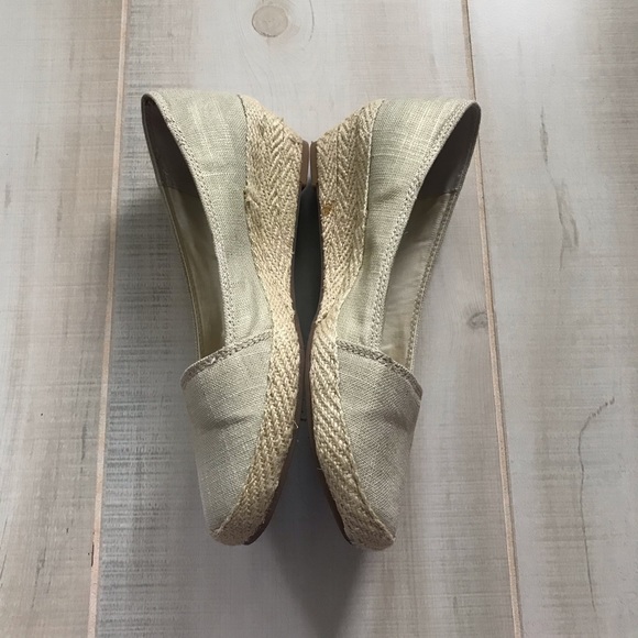 Lucky Brand Espadrille Wedges Canvas Gold Shoes - Picture 4 of 7